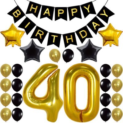 QiShi 40th Anniversary Latex Party Decoration Kits, (24 Pieces)