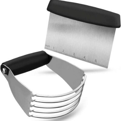 GLUAAE Dough Blender and Bench Scraper,Stainless Steel Pastry Cutter - Multipurpose Kitchen Tools for Baking Bread Butter and Pizza,Pastry Cutter Set(2 pack)