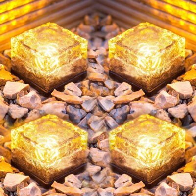 4 Pack LED Ice Cube Lights, Solar Brick Lights Outdoor, Solar Frosted Landscape Light for Patio Road Pool Decoration, Warm White