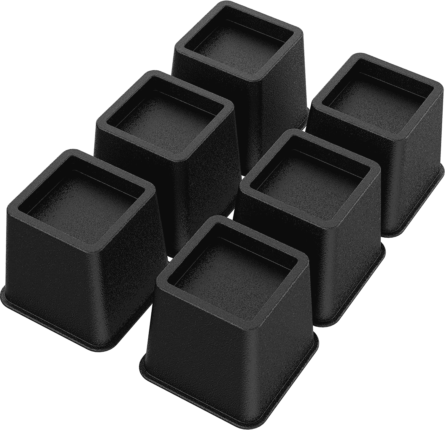 Qishi Bed Furniture Risers, Set of 6 Stackable Bed Elevators, Heavy Duty Table Leg Extenders in a 3-inch Height, Suitable for Sofas and Desks (Black)