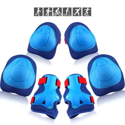 Somnr 3-in-1 Kids Knee/Elbow/Wrist Guards (3-8Y) for Skate/Bike/Scooter/Rollerblading-BlueRed