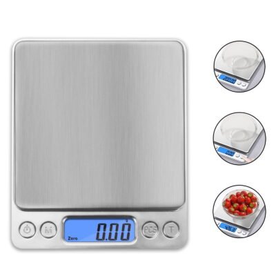Somnr 500g/ 0.01g Small Pocket Jewelry Scale, Digital Kitchen Scale with 2 Trays, Stainless Steel Gram Scales Weight Gram and Oz, Digital Herb Scale, Silver