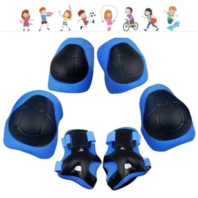 Somnr 3-in-1 Kids Knee/Elbow/Wrist Guards (3-8Y) for Skate/Bike/Scooter/Rollerblading-Blue