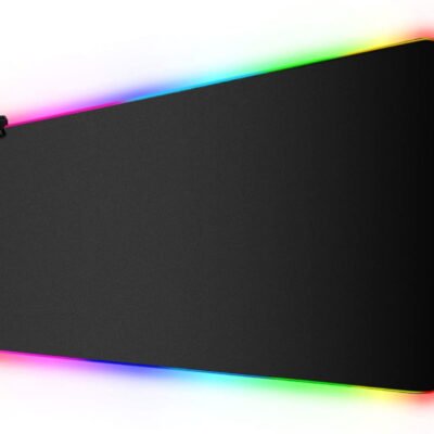 GLUAAE Extended RGB Gaming Mouse Pad Large Glowing Led Soft Mouse Pads Oversized Mousepad, Non-Slip Rubber Base Computer Keyboard Pad Mat 35.4x15.7inches Large Gaming Pad, Waterproof