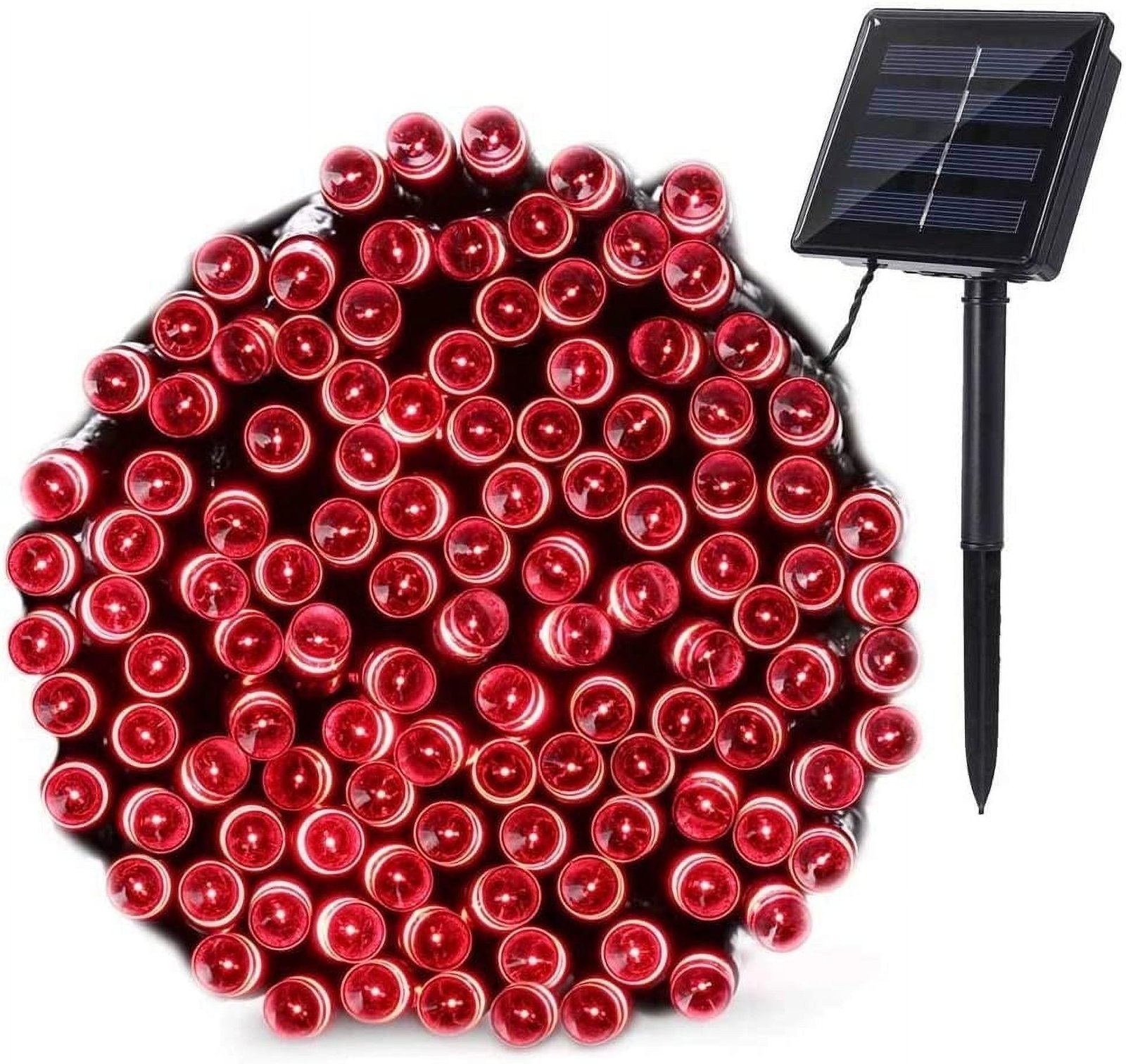 Qishi Christmas Solar String Lights 72ft 200 LED 8 Modes Solar Fairy Outdoor String Lights for Garden Patio Party Wedding and ect. (Red)