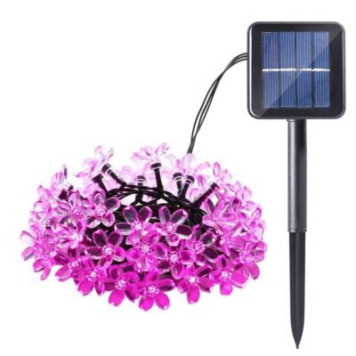 Somnr Christmas Solar Lights Outdoor Lighting Cherry Blossom Solar String Lights,22.96ft 50LED for Indoor Outdoor, Patio, Lawn, Garden, Christmas, and Holiday Festivals (Pink)