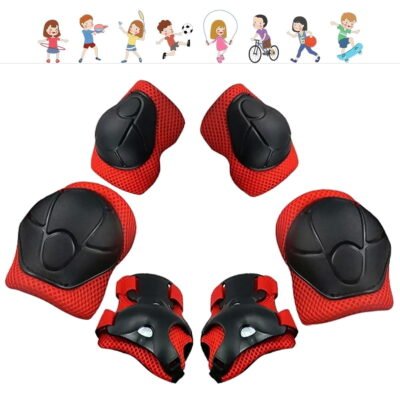 Somnr 3-in-1 Kids Knee/Elbow/Wrist Guards (3-8Y) for Skate/Bike/Scooter/Rollerblading-Red