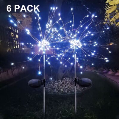 Solar Lights Outdoor, Garden Decorative Lights, Solar Landscape Lights, DIY Lights, 120 LED Powered 40 Copper Wires for Walkway Patio Lawn Backyard,Party Decor 6 Pack (Cool white)