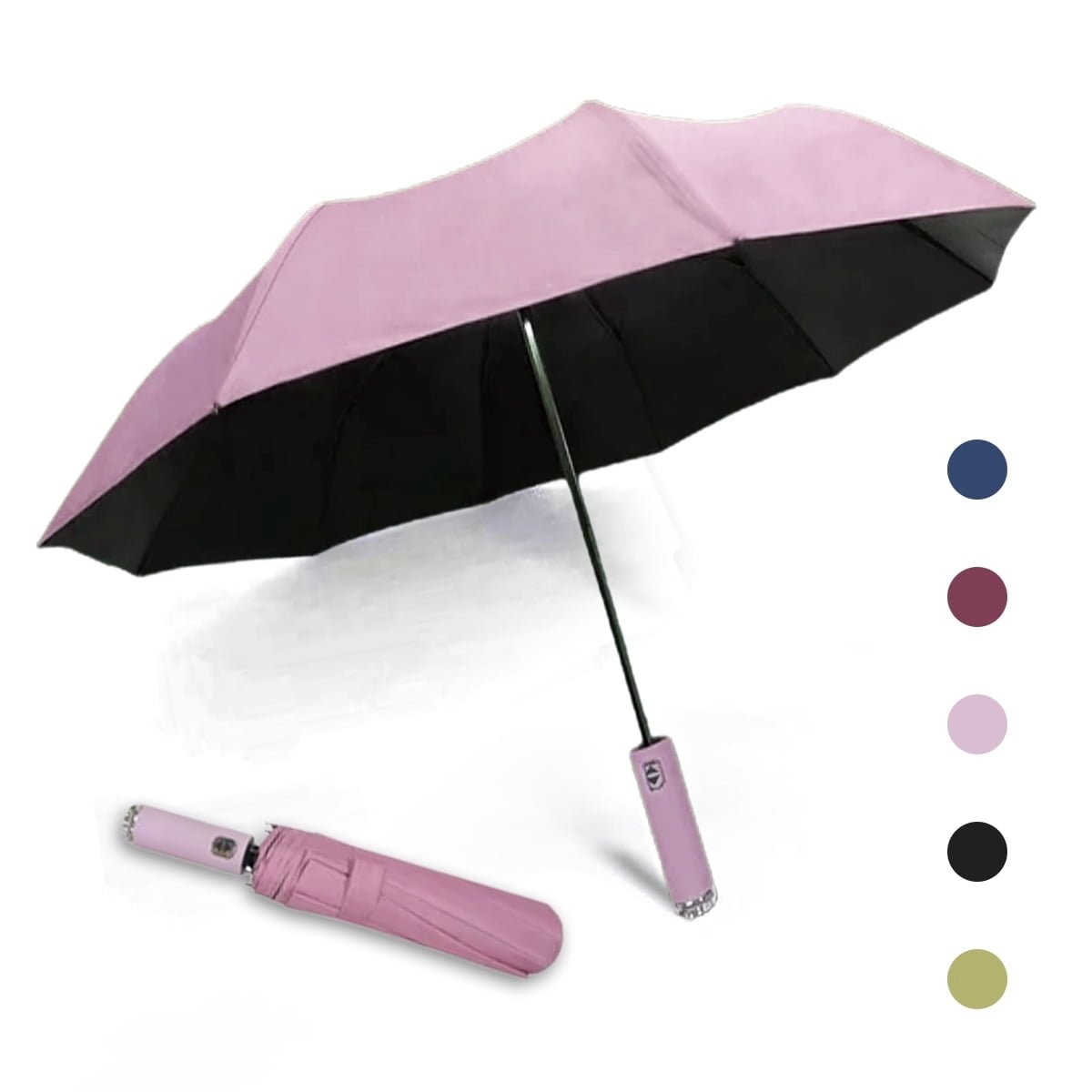Somnr Folding and Portable Sun & Rain Umbrella (Pink), Automatic LED Lighting Umbrella with 10-Bone, Travel Umbrella with 180 Degree Rotating Handle with Flashlight