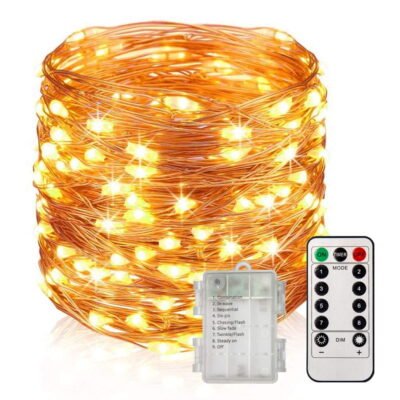 100 LED String Lights, 33Ft Waterproof Christmas Lights with Remote Control, Decorative Fairy Lights for Patio, Backyard, Garden, Wedding, Bedroom, Warm White