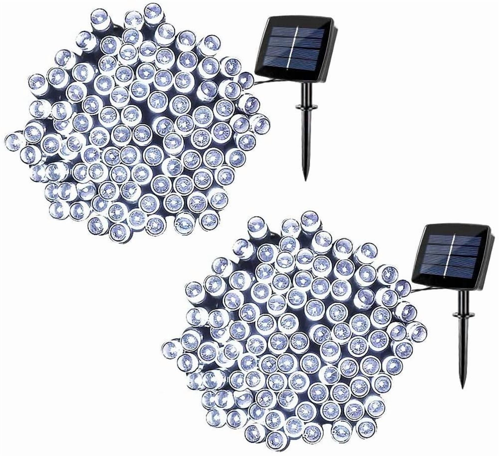 Qishi Patio Solar String Lights 72ft 200 LED Landscape Decorative Solar Lights for Christmas Patio Lawn Garden Backyard (White)-2 Pack