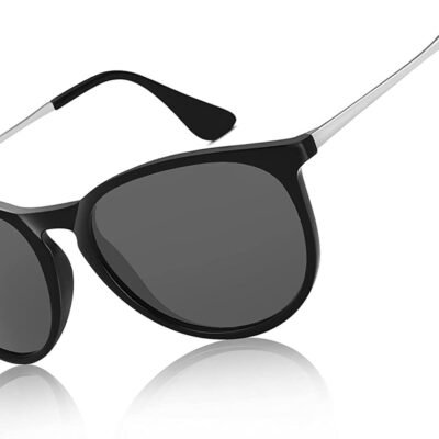 QiShi Vintage Round Sunglasses for Women Men Classic Retro Designer Style-Black