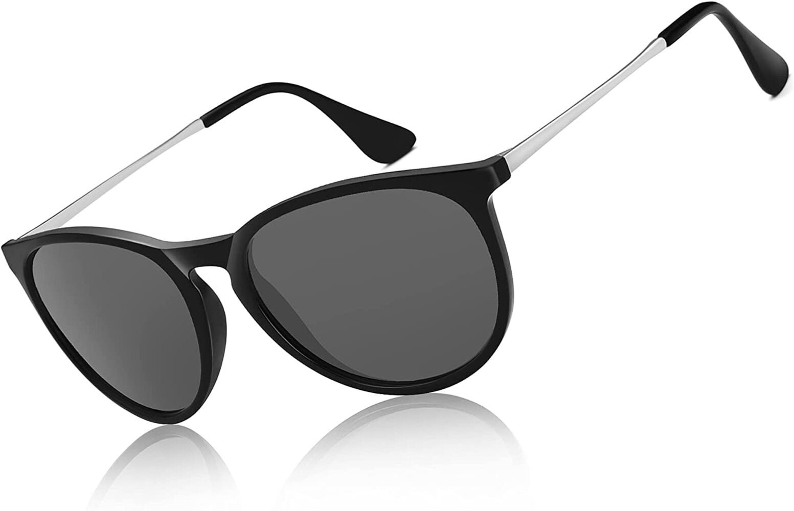 QiShi Vintage Round Sunglasses for Women Men Classic Retro Designer Style-Black