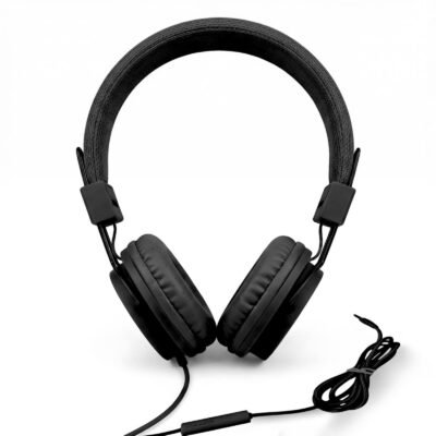 Qishi over Ear Foldable Headset, 3.5mm Noise Protection Ear Headphones for Boys Girls, Kids Wired Earphone Suitable for Cellphone Computer Tablet Black
