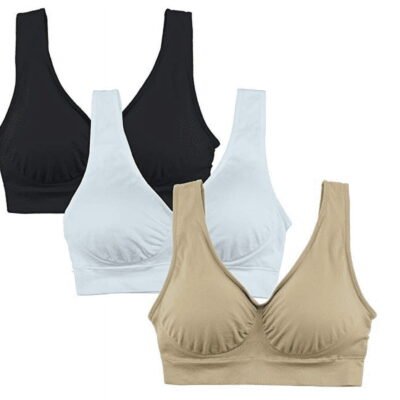 Somnr Bra Womens 3 Pack - Wireless Bra for Women, Solid Color Seamless Bra