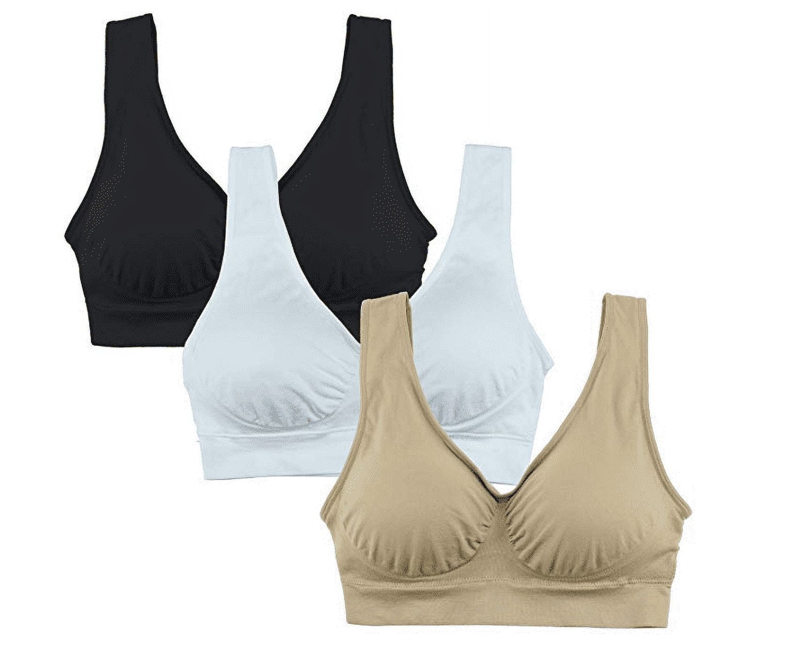 Somnr Bra Womens 3 Pack - Wireless Bra for Women, Solid Color Seamless Bra