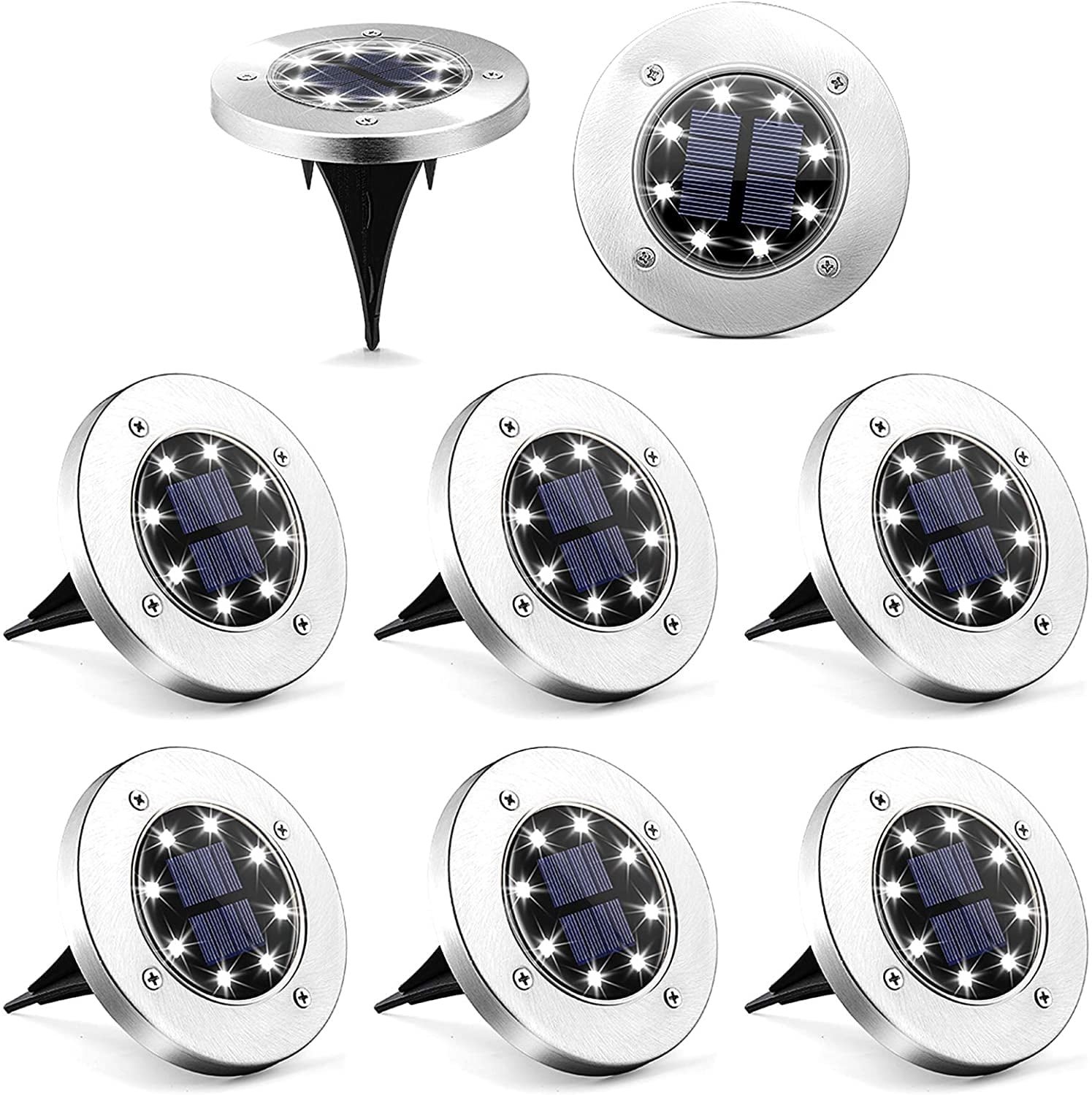 Qishi Upgraded Led Buried lamps for Garden Lawn Yard Stainless & Plastic Bright White