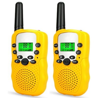 ZIOBLW Happy Gift 3 Channels 0.5W Two Way Radio with 2x Walkie Talkie, Yellow, 2 Count