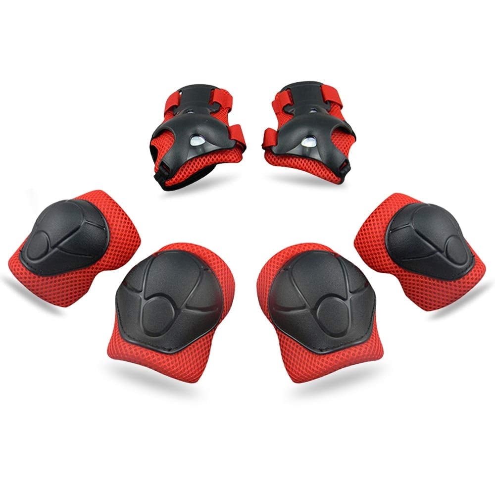 Kids Protective Gear Set Knee Pads for Kids 3-8 Years Toddler Knee and Elbow Pads with Wrist Guards 3 in 1 for Skating Cycling Bike Rollerblading Scooter-Red