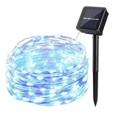 Somnr Solar Lights Starry Solar String Lights, 33 ft 100 LED Waterproof Fairy Copper Wire Lights for Christmas, Patio, Lawn, Garden, Wedding, Party and Valentines's Decorations (Blue)