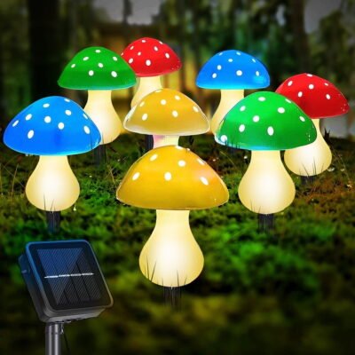 Syenll 8 pack Mushroom Solar Lights Outdoor, Waterproof LED Solar Garden Light for Yard Patio Lawn Decoration