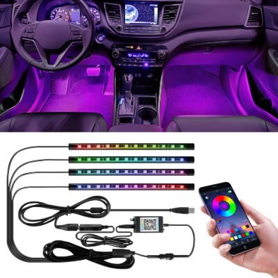 GLUAAE Multicolor LED Interior Lights Kit fits Passenger Car, 2 Pieces
