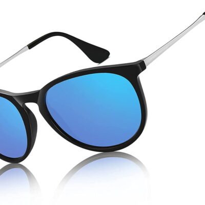 QiShi Vintage Round Sunglasses for Women Men Classic Retro Designer Style-Blue