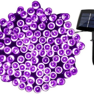 Qishi Christmas string lights 200 LED Solar Outdoor Lights 72 ft Fairy Decorative Solar String Lights for Garden Patio Party Wedding and ect.(Purple)