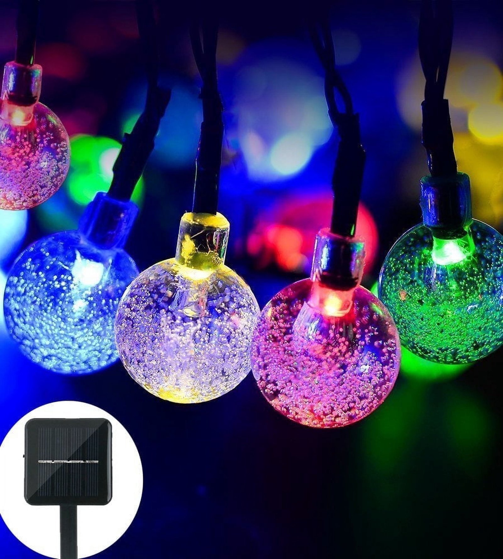 Somnr Christmas Solar lights Garden String Lights Globe Outdoor Lights 19.7ft 30 LED Fairy Bubble Crystal Ball Lights,Multicolor