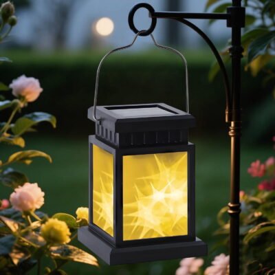 Solar Lanterns Lights Outdoor, 2 Pack Waterproof Star Light, Metal Decorative Hanging Lantern Lights for Yard Patio Garden Driveway, Warm Light