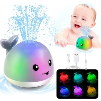 GLUAAE Rechargeable Light-Up Whale Bath Sprinkler Toy for Babies & Toddlers 1-3 - Fun Bathtub & Pool Water Toy, Perfect Baby Shower & Birthday Gift for Newborns