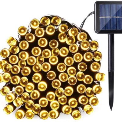 QiShi Solar LED Lights Christmas Lights Decorative Landscape Lighting,39ft 100 LED Outdoor Waterproof Fairy Solar String Lights for Outdoor/Indoor Garden,Patio,Backyard,Party,ect. (Warm White)-1Pack