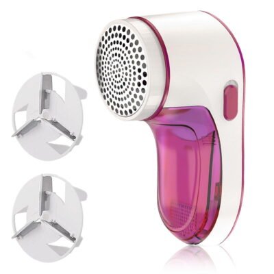 QISHI Fabric Shaver, Electric Lint Remover with 3 Replaceable Blades, USB Rechargeable Pill Bobble Sweater Defuzzer for Clothes and Furniture to Remove Fuzz, Pills, Bobbles, Red