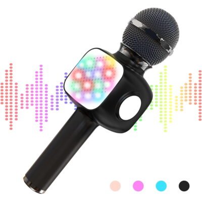 SOMNR Bluetooth Karaoke Microphone - Wireless Singing Mic Speaker for Kids & Adults-Black