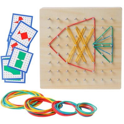 SOMNR Stem Geo Board – 8x8 Math Manipulative for Kids Ages 3+ with Pattern Cards & Rubber Bands