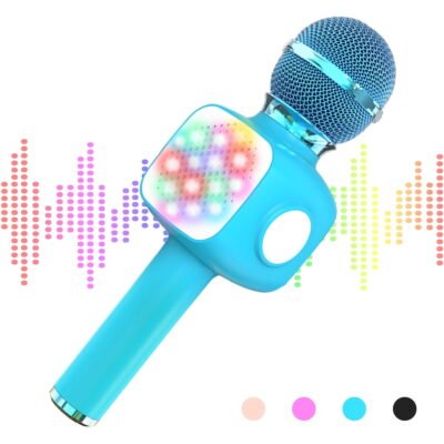 SOMNR Bluetooth Karaoke Microphone - Wireless Singing Mic Speaker for Kids & Adults-Blue