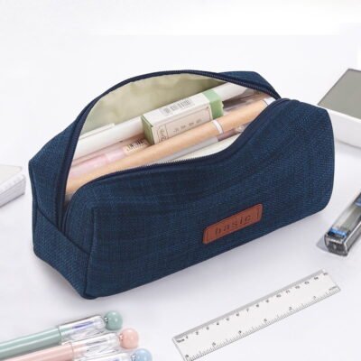SOMNR Portable Stylish Pen Bag,Stationery Pouch,Multi-Colored Pencil Bag,Cosmetic Pouch Bag,Compact Zipper Bag (Blue)