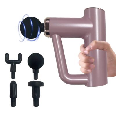 QISHI Professional Deep Tissue Percussion Muscle Massager with 6 Speeds and 4 Heads, Handheld & Portable Massage Gun for Athletes Shoulder, Back, Neck Pain Relif